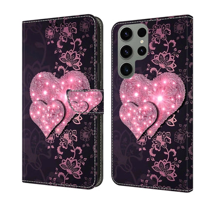 For Samsung Galaxy S24 Ultra 5G Crystal 3D Shockproof Protective Leather Phone Case(Lace Love) - Galaxy S24 Ultra 5G Cases by buy2fix | Online Shopping UK | buy2fix