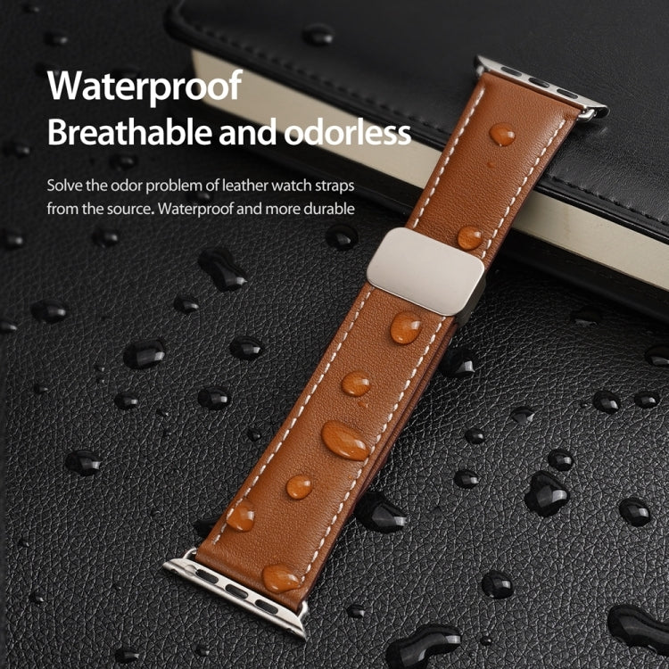 For Apple Watch SE 2023 40mm DUX DUCIS YA Series Magnetic Buckle Genuine Leather Watch Band(Brown) - Watch Bands by DUX DUCIS | Online Shopping UK | buy2fix