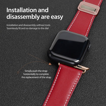 For Apple Watch SE 2023 40mm DUX DUCIS YA Series Magnetic Buckle Genuine Leather Watch Band(Red) - Watch Bands by DUX DUCIS | Online Shopping UK | buy2fix