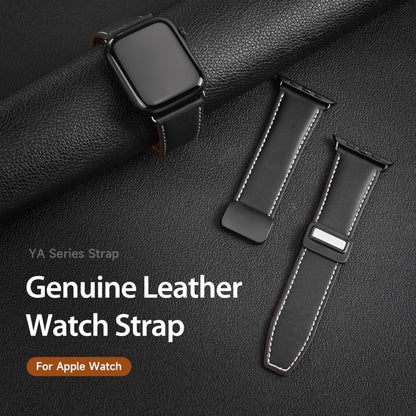 For Apple Watch Series 9 45mm DUX DUCIS YA Series Magnetic Buckle Genuine Leather Watch Band(Black) - Watch Bands by DUX DUCIS | Online Shopping UK | buy2fix