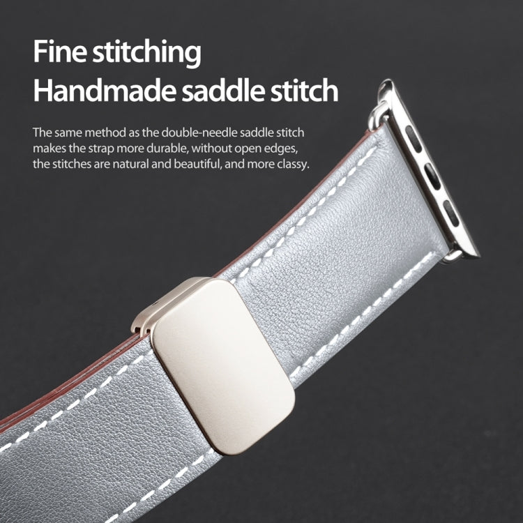 For Apple Watch Series 8 41mm DUX DUCIS YA Series Magnetic Buckle Genuine Leather Watch Band(Grey) - Watch Bands by DUX DUCIS | Online Shopping UK | buy2fix