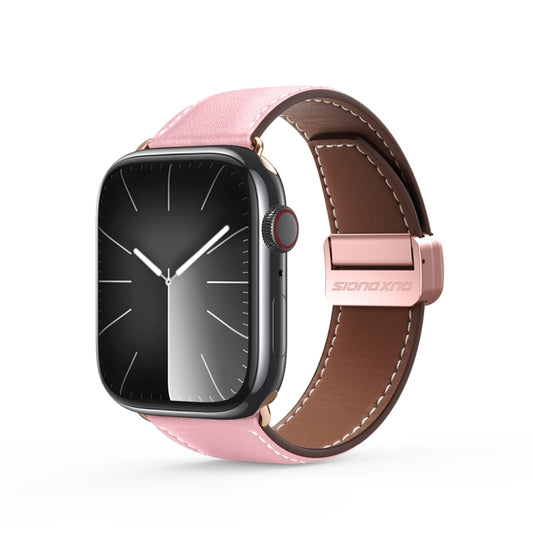 For Apple Watch Series 8 41mm DUX DUCIS YA Series Magnetic Buckle Genuine Leather Watch Band(Pink) - Watch Bands by DUX DUCIS | Online Shopping UK | buy2fix