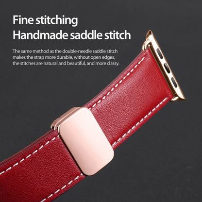 For Apple Watch Series 5 44mm DUX DUCIS YA Series Magnetic Buckle Genuine Leather Watch Band(Red) - Watch Bands by DUX DUCIS | Online Shopping UK | buy2fix