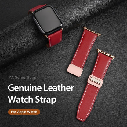 For Apple Watch Series 4 40mm DUX DUCIS YA Series Magnetic Buckle Genuine Leather Watch Band(Red) - Watch Bands by DUX DUCIS | Online Shopping UK | buy2fix