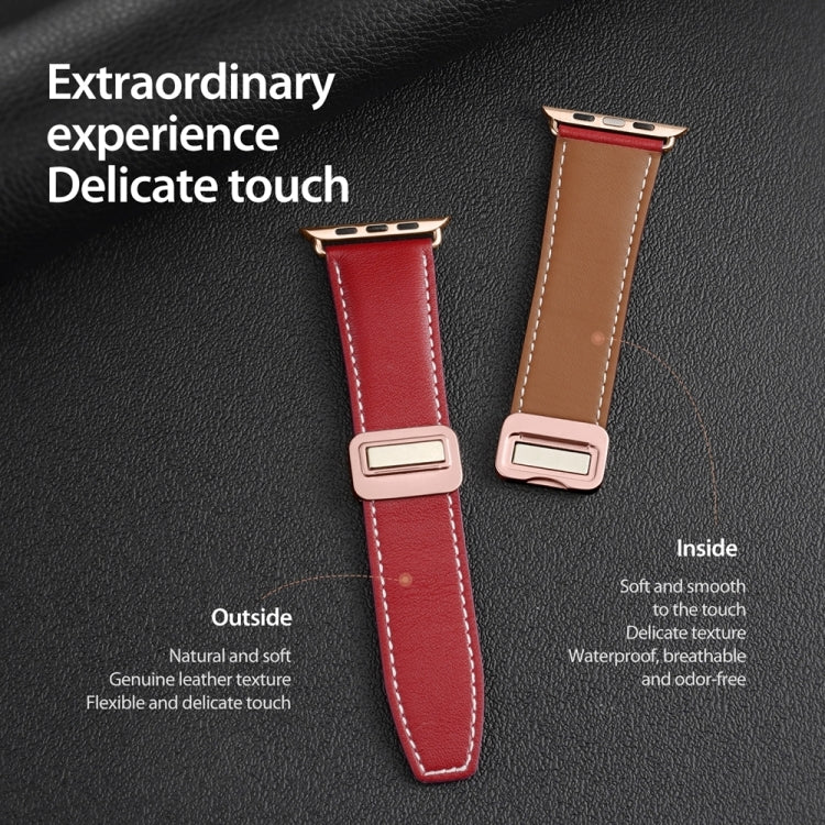 For Apple Watch Series 4 40mm DUX DUCIS YA Series Magnetic Buckle Genuine Leather Watch Band(Red) - Watch Bands by DUX DUCIS | Online Shopping UK | buy2fix