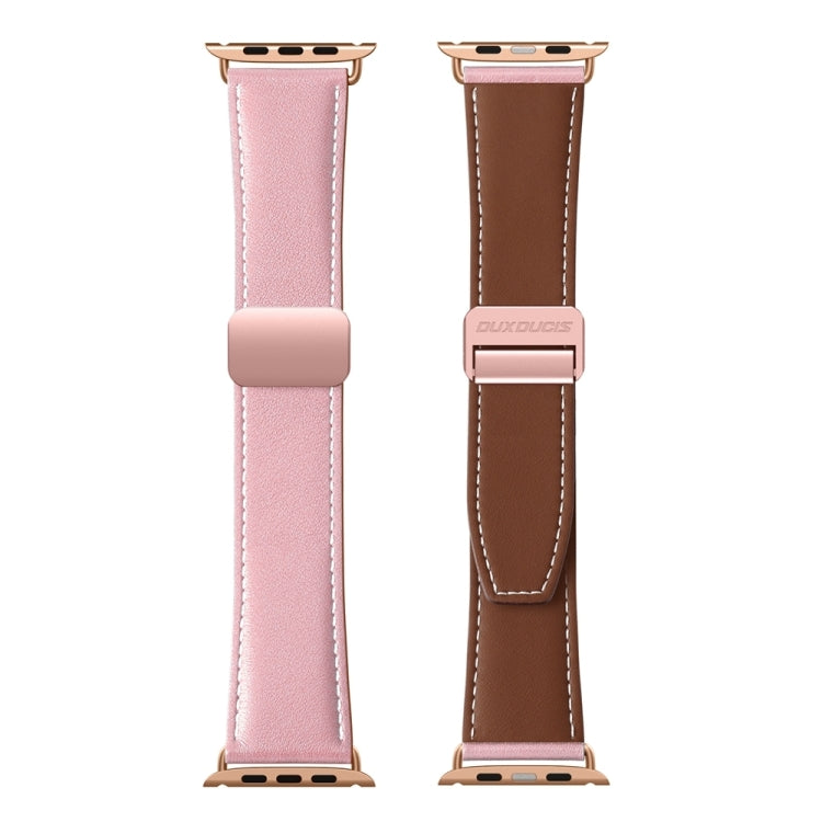 For Apple Watch Series 3 38mm DUX DUCIS YA Series Magnetic Buckle Genuine Leather Watch Band(Pink) - Watch Bands by DUX DUCIS | Online Shopping UK | buy2fix