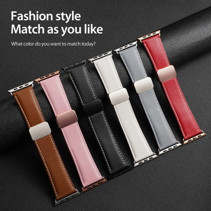 For Apple Watch Series 3 38mm DUX DUCIS YA Series Magnetic Buckle Genuine Leather Watch Band(Pink) - Watch Bands by DUX DUCIS | Online Shopping UK | buy2fix