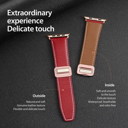 For Apple Watch Series 2 42mm DUX DUCIS YA Series Magnetic Buckle Genuine Leather Watch Band(Red) - Watch Bands by DUX DUCIS | Online Shopping UK | buy2fix