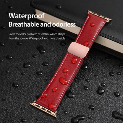 For Apple Watch Series 2 38mm DUX DUCIS YA Series Magnetic Buckle Genuine Leather Watch Band(Red) - Watch Bands by DUX DUCIS | Online Shopping UK | buy2fix