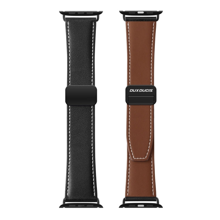 For Apple Watch 38mm DUX DUCIS YA Series Magnetic Buckle Genuine Leather Watch Band(Black) - Watch Bands by DUX DUCIS | Online Shopping UK | buy2fix