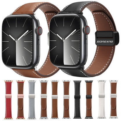 For Apple Watch Series 5 40mm DUX DUCIS YA Series Magnetic Buckle Genuine Leather Watch Band(Brown) - Watch Bands by DUX DUCIS | Online Shopping UK | buy2fix