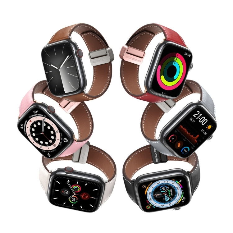 For Apple Watch Series 5 40mm DUX DUCIS YA Series Magnetic Buckle Genuine Leather Watch Band(Pink) - Watch Bands by DUX DUCIS | Online Shopping UK | buy2fix