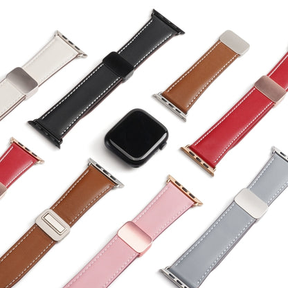 For Apple Watch Ultra 49mm DUX DUCIS YA Series Magnetic Buckle Genuine Leather Watch Band(Brown) - Watch Bands by DUX DUCIS | Online Shopping UK | buy2fix