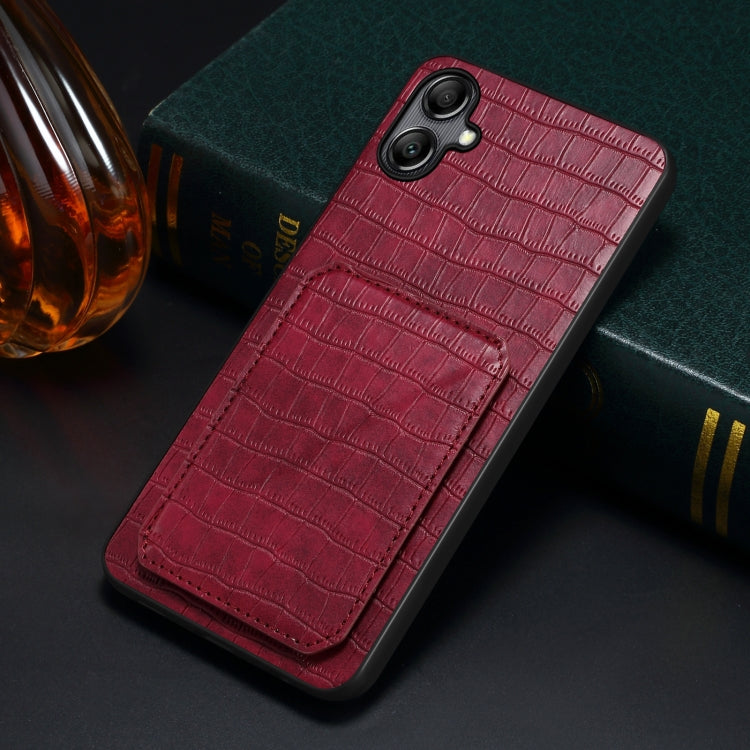 For Samsung Galaxy A13 5G Denior Imitation Crocodile Leather Back Phone Case with Holder(Rose Red) - Galaxy Phone Cases by Denior | Online Shopping UK | buy2fix