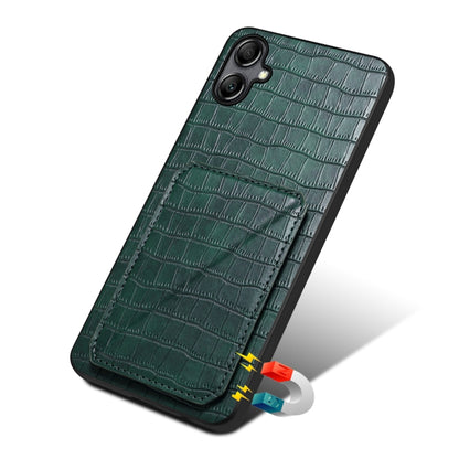 For Samsung Galaxy A22 5G Denior Imitation Crocodile Leather Back Phone Case with Holder(Green) - Galaxy Phone Cases by Denior | Online Shopping UK | buy2fix