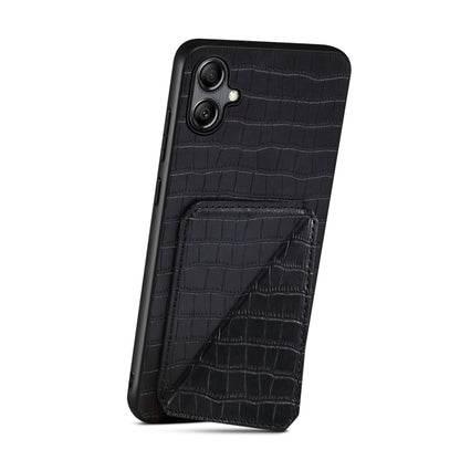 For Samsung Galaxy A24 4G Denior Imitation Crocodile Leather Back Phone Case with Holder(Black) - Galaxy Phone Cases by Denior | Online Shopping UK | buy2fix