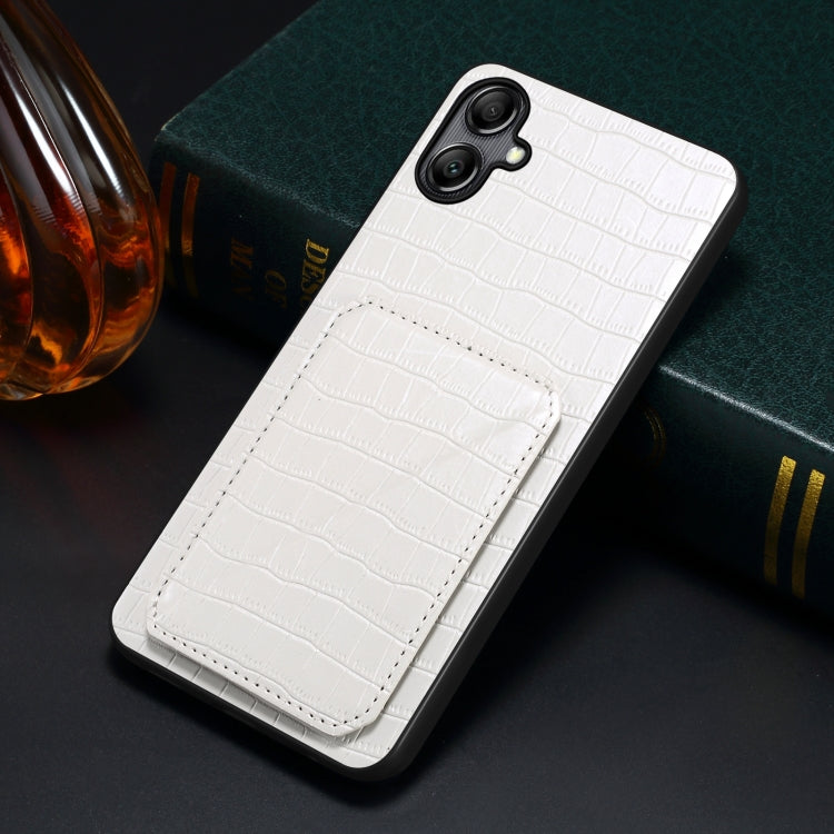 For Samsung Galaxy A33 Denior Imitation Crocodile Leather Back Phone Case with Holder(White) - Galaxy Phone Cases by Denior | Online Shopping UK | buy2fix