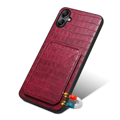 For Samsung Galaxy A52 4G / 5G Denior Imitation Crocodile Leather Back Phone Case with Holder(Rose Red) - Galaxy Phone Cases by Denior | Online Shopping UK | buy2fix