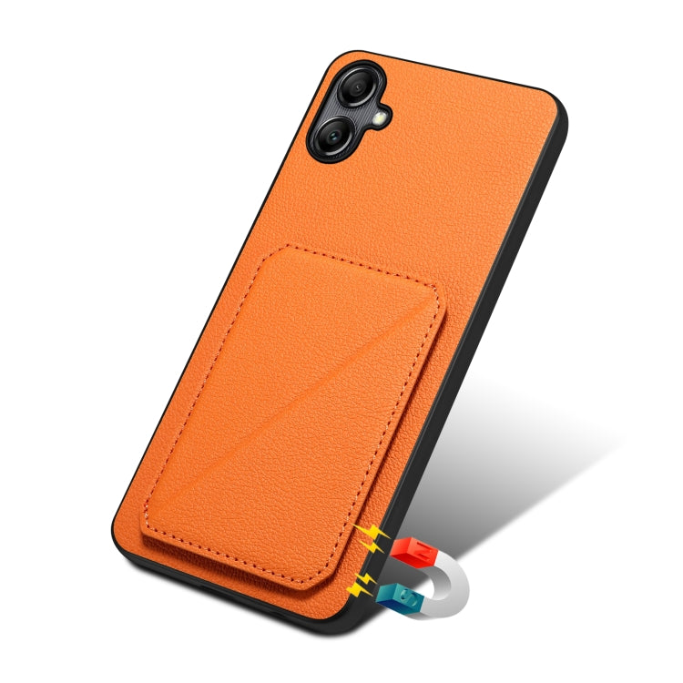 For Samsung Galaxy A14 5G / 4G Denior Imitation Calf Leather Back Phone Case with Holder(Orange) - Galaxy Phone Cases by Denior | Online Shopping UK | buy2fix