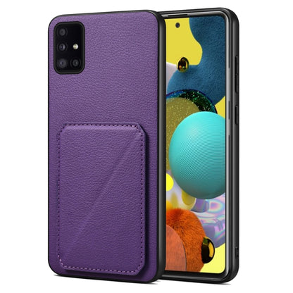 For Samsung Galaxy A51 5G Denior Imitation Calf Leather Back Phone Case with Holder(Purple) - Galaxy Phone Cases by Denior | Online Shopping UK | buy2fix