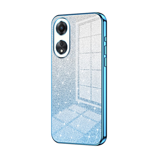 For OPPO A58 5G / A58x 5G Gradient Glitter Powder Electroplated Phone Case(Blue) - OPPO Cases by buy2fix | Online Shopping UK | buy2fix
