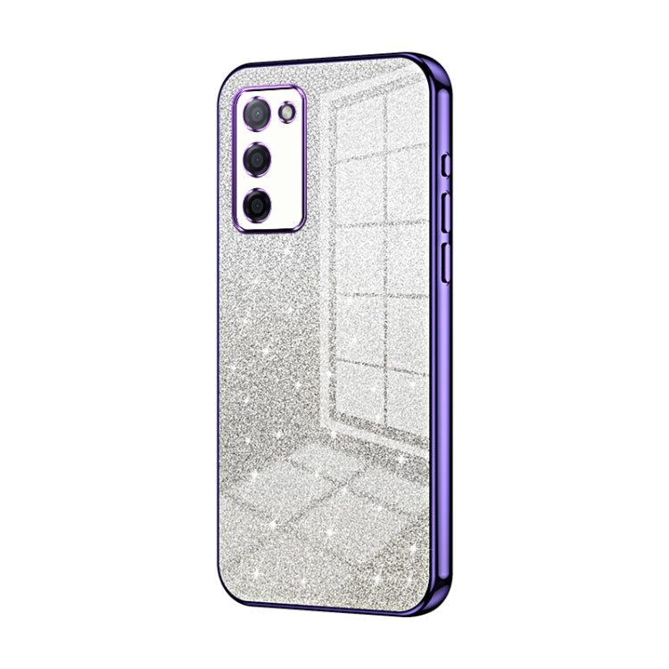 For OPPO A55 5G / A56 / A53s 5G Gradient Glitter Powder Electroplated Phone Case(Purple) - OPPO Cases by buy2fix | Online Shopping UK | buy2fix