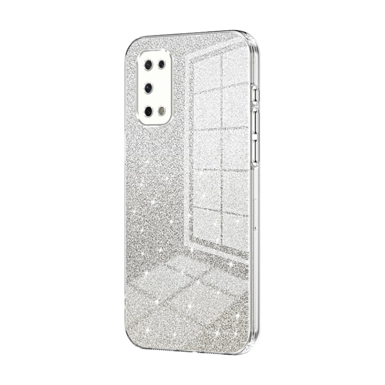 For OPPO K7x / Realme V5 5G Gradient Glitter Powder Electroplated Phone Case(Transparent) - OPPO Cases by buy2fix | Online Shopping UK | buy2fix