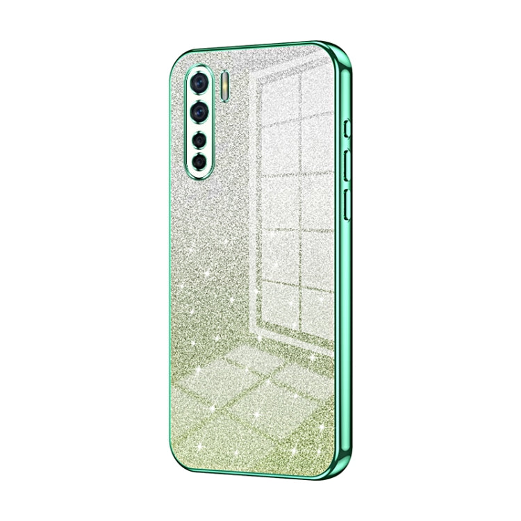 For OPPO A91 Gradient Glitter Powder Electroplated Phone Case(Green) - OPPO Cases by buy2fix | Online Shopping UK | buy2fix