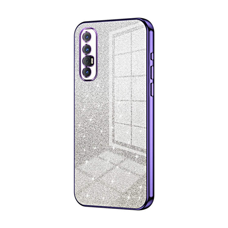 For OPPO Reno3 Pro Gradient Glitter Powder Electroplated Phone Case(Purple) - OPPO Cases by buy2fix | Online Shopping UK | buy2fix