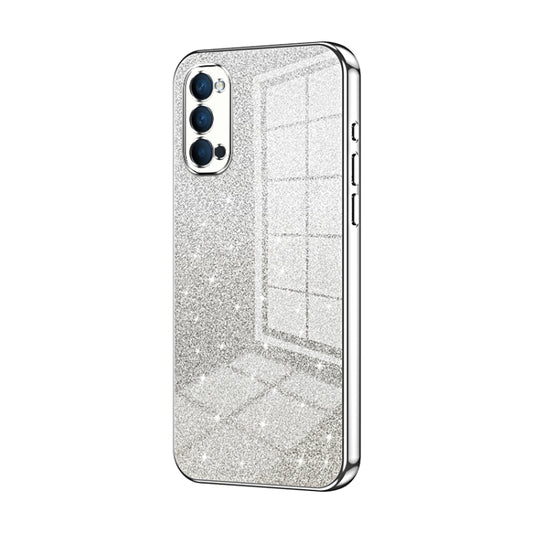 For OPPO Reno4 Gradient Glitter Powder Electroplated Phone Case(Silver) - OPPO Cases by buy2fix | Online Shopping UK | buy2fix