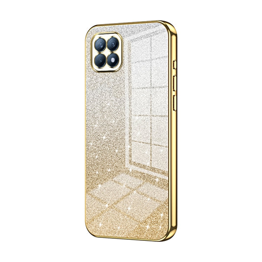 For OPPO Reno4 SE Gradient Glitter Powder Electroplated Phone Case(Gold) - OPPO Cases by buy2fix | Online Shopping UK | buy2fix