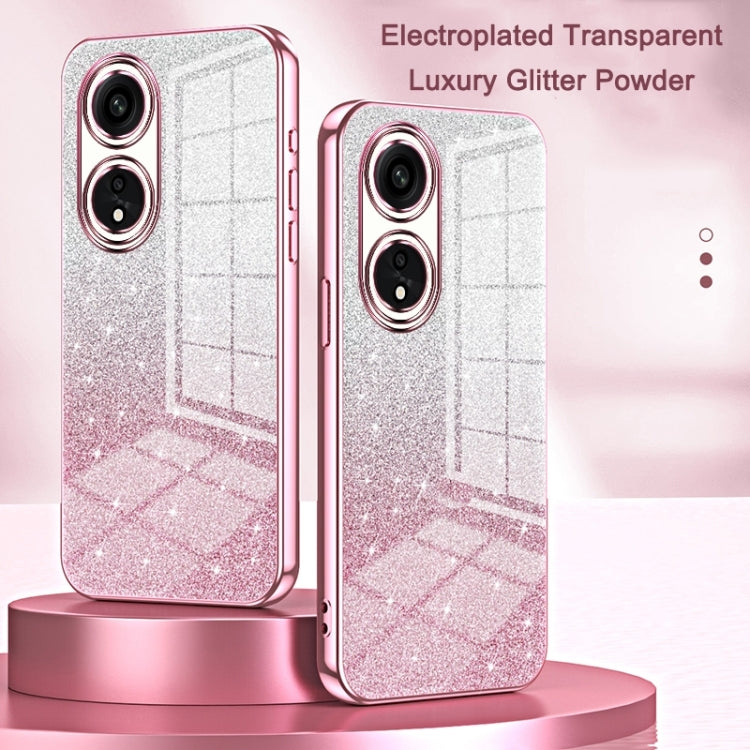 For OPPO Reno4 Pro Gradient Glitter Powder Electroplated Phone Case(Pink) - OPPO Cases by buy2fix | Online Shopping UK | buy2fix