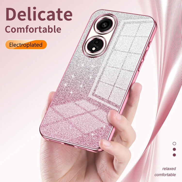 For OPPO Reno7 SE Gradient Glitter Powder Electroplated Phone Case(Transparent) - OPPO Cases by buy2fix | Online Shopping UK | buy2fix