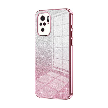 For Xiaomi Redmi Note 10/Note 10S Gradient Glitter Powder Electroplated Phone Case(Pink) - Xiaomi Cases by buy2fix | Online Shopping UK | buy2fix