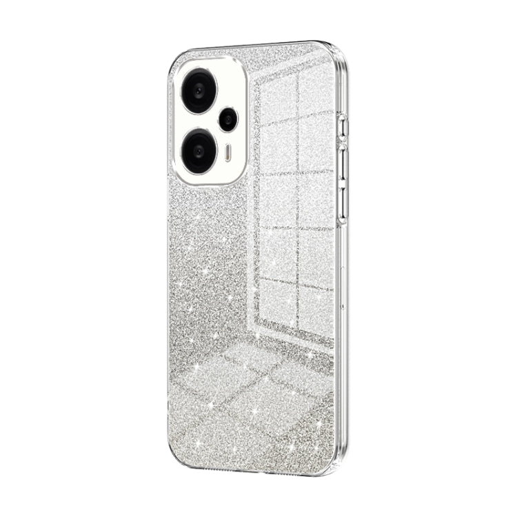 For Xiaomi Redmi Note 12 Turbo/Poco F5 Gradient Glitter Powder Electroplated Phone Case(Transparent) - Xiaomi Cases by buy2fix | Online Shopping UK | buy2fix