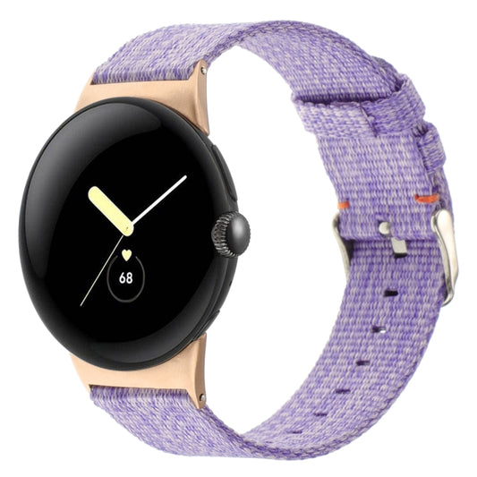 For Google Pixel Watch 2 / Pixel Watch Nylon Canvas Watch Band(Lavender Purple) - Watch Bands by buy2fix | Online Shopping UK | buy2fix