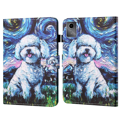 For Lenovo Tab M11/ Xiaoxin Pad 11 2024 Coloured Drawing Stitching Smart Leather Tablet Case(Oil Painting Dog) - Lenovo by buy2fix | Online Shopping UK | buy2fix