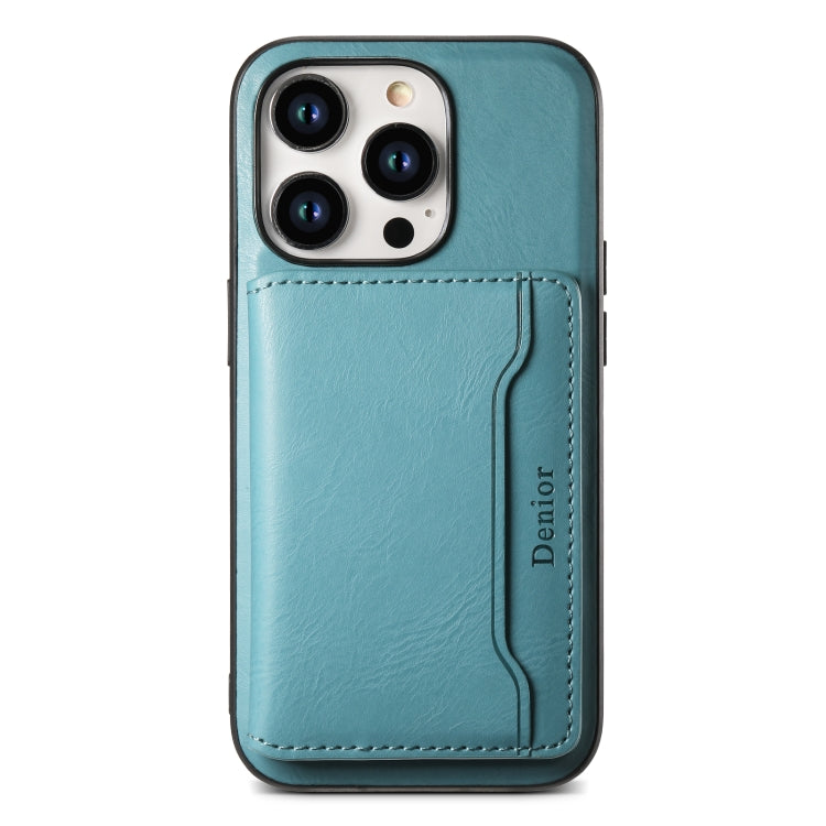 For iPhone 15 Pro Max Denior Cowhide Texture Leather MagSafe Detachable Wallet Phone Case(Blue) - iPhone 15 Pro Max Cases by Denior | Online Shopping UK | buy2fix