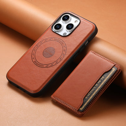 For iPhone 15 Pro Max Denior Cowhide Texture Leather MagSafe Detachable Wallet Phone Case(Brown) - iPhone 15 Pro Max Cases by Denior | Online Shopping UK | buy2fix