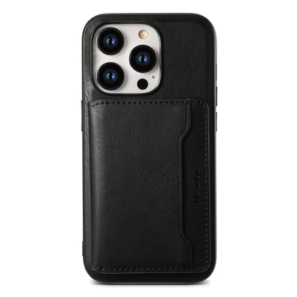 For iPhone 14 Pro Max Denior Cowhide Texture Leather MagSafe Detachable Wallet Phone Case(Black) - iPhone 14 Pro Max Cases by Denior | Online Shopping UK | buy2fix