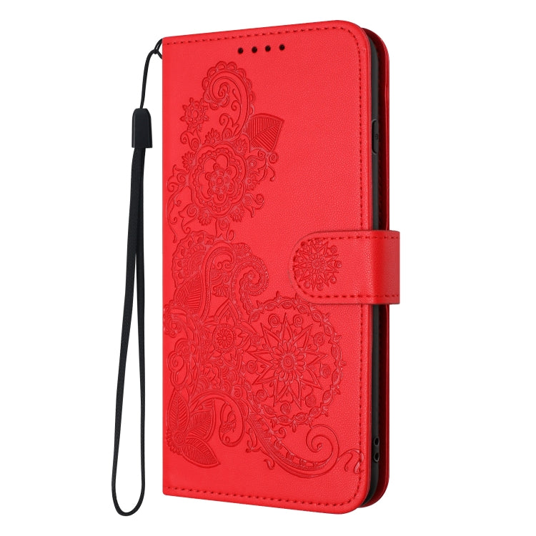 For Xiaomi 14 Pro Datura Flower Embossed Flip Leather Phone Case(Red) - 14 Pro Cases by buy2fix | Online Shopping UK | buy2fix