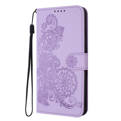 For Xiaomi Redmi K70 Datura Flower Embossed Flip Leather Phone Case(Purple) - K70 Cases by buy2fix | Online Shopping UK | buy2fix