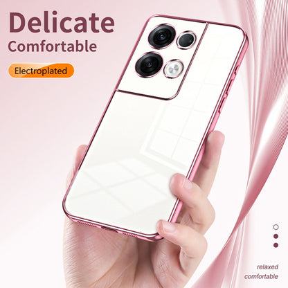 For OPPO Reno8 Pro+ Transparent Plating Fine Hole Phone Case(Silver) - OPPO Cases by buy2fix | Online Shopping UK | buy2fix