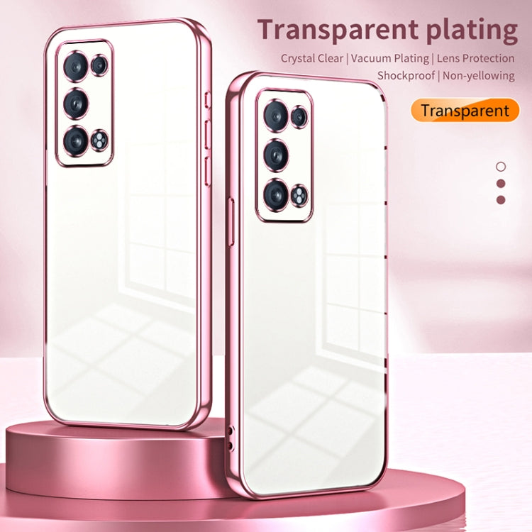 For OPPO Reno6 Pro+ Transparent Plating Fine Hole Phone Case(Pink) - OPPO Cases by buy2fix | Online Shopping UK | buy2fix