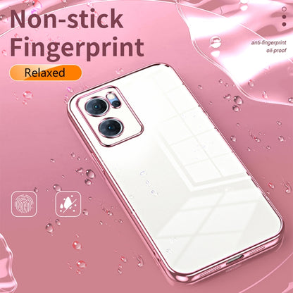 For OPPO Reno7 5G Transparent Plating Fine Hole Phone Case(Pink) - OPPO Cases by buy2fix | Online Shopping UK | buy2fix