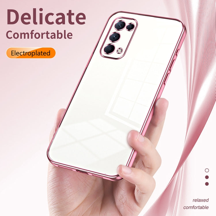 For OPPO Reno5 4G/5G / Reno5 K Transparent Plating Fine Hole Phone Case(Gold) - OPPO Cases by buy2fix | Online Shopping UK | buy2fix