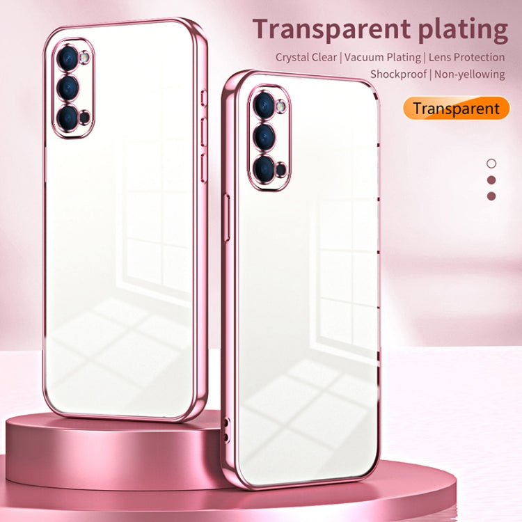 For OPPO Reno4 Transparent Plating Fine Hole Phone Case(Blue) - OPPO Cases by buy2fix | Online Shopping UK | buy2fix