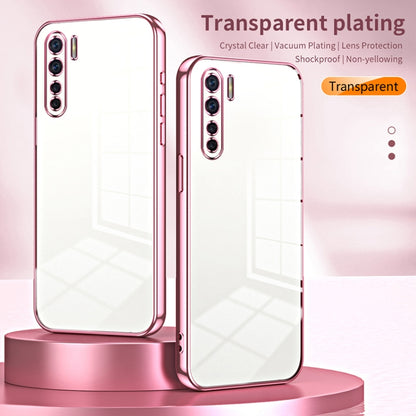 For OPPO Reno3 4G / F15 / A91 Transparent Plating Fine Hole Phone Case(Black) - OPPO Cases by buy2fix | Online Shopping UK | buy2fix