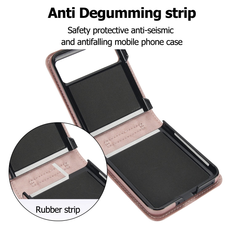 For Motorola Razr 40 Rhombic Texture Phone Case with Long & Short Lanyard(Rose Gold) - Motorola Cases by buy2fix | Online Shopping UK | buy2fix