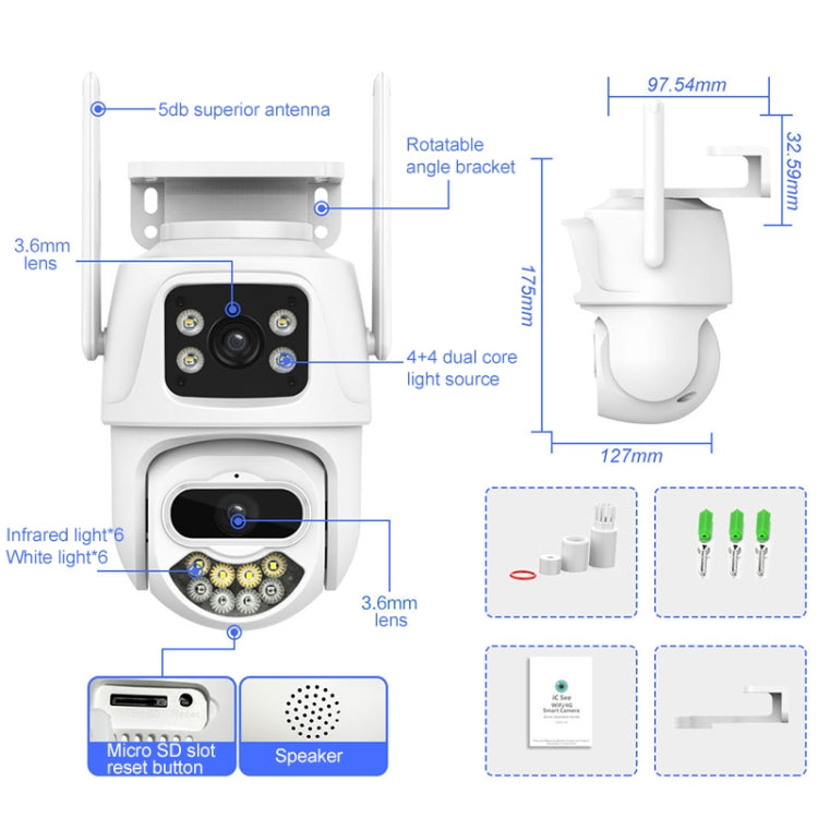 QX102 3MP WiFi Triple Camera Supports Two-way Voice Intercom & Infrared Night Vision(US Plug) - Wireless Camera by buy2fix | Online Shopping UK | buy2fix